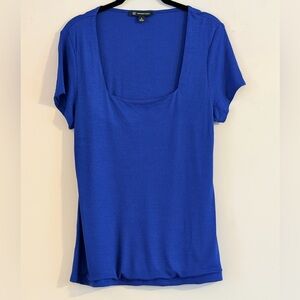 INC International Concepts Blue Short Sleeve Ribbed Top Size XL